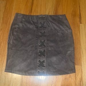 Charcoal suede fitted skirt